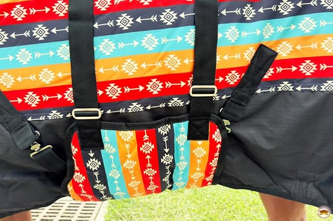 HILASON 1200D Winter Waterproof Poly Horse Hood Turnout Neck Blanket Belly Wrap Tribal | Blankets for Horses