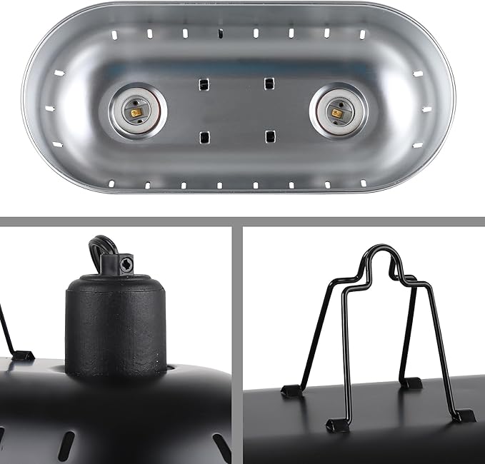 DXOPHIEX Dual Reptile Light Fixture,Reptile Heat Lamp Fixture with 150W Basking Bulb&Ceramic Heat Emitter,Double Dome Heat Lamp for Lizard,Gecko,Bearded Dragon,Tortoise,Snake,Chameleon