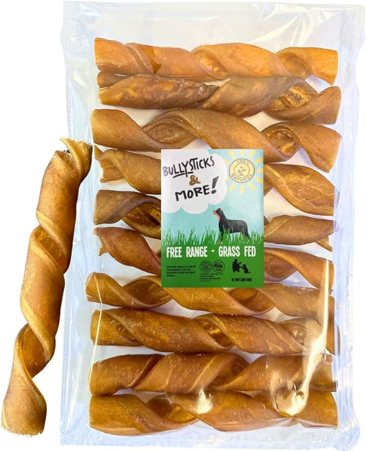 BULLYSTICKS & MORE 6 Inch Beef Collagen Springs for Dogs (10 Count) - No Hide Bones - Bully Springs Dog Chews