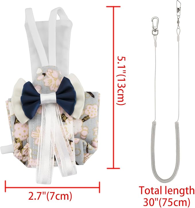 Bird Diaper Flight Suite Liners with Flying Leash, Protective Parrot Nappy with Waterproof Inner Layer, Leak-Proof Pet Bird Clothes for Parrots, Conures, Chick, Ducks