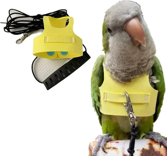 Bird Flight Harness Vest, Parrot Flight Suit with Leash for Parakeets Cockatiels Conures Budgies, Bird Flying Clothes with Rope and Handle for Outdoor Activities Training (M, Yellow)