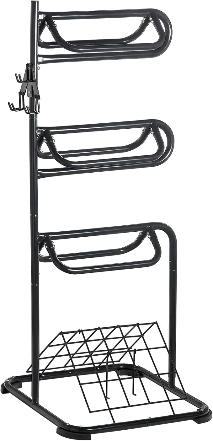 VEVOR Freestanding Saddle Stand, 30 x 30 x 68.5 in, 3 Tiers Saddle Rack, Heavy Duty Saddle Blanket Holder with Removable & Rotating Tiers, English & Western Saddle Rack for Tack Room Organization