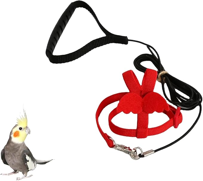 UKJENT Bird Diaper with 78 Inch Flying Leash - 2 Pack, Reusable Flight Suit with Waterproof Inner Layer, Washable Cute Urine Wet Suit for Cockatiel Monk Parakeet Sun Parakeet Lory(M)