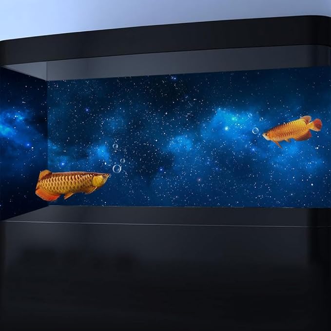 36X18IN Starry Aquarium Background, Art Starry Fish Tank Decorations Background, with 8 EVA Double-Sided Tape