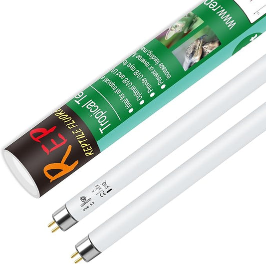 T5 UVB Reptile Light 24W 5.0,UVA UVB Light Bulb for Reptiles,2 Pack Reptile UVB Lamp Tube for Bearded Dragon