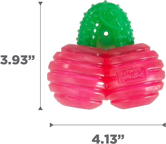 Outward Hound Gummiez Cherries 2-in-1 Dental Dog Chew Toy and Dog Treat Stuffer Game, Cherry Scent, Red