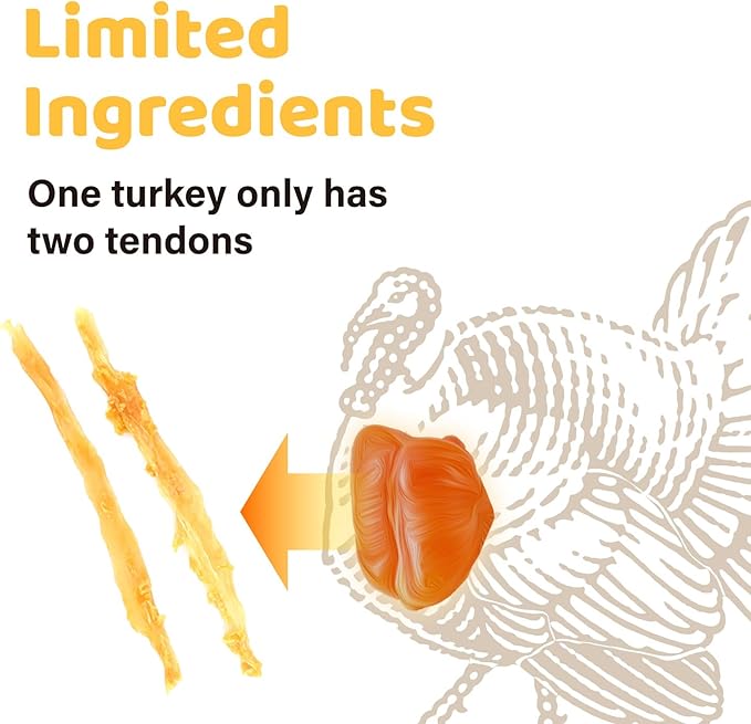 iPaw Turkey Tendon for Dogs 10 Pcs Value Pack, Ingredient Sourced from USA, Hypoallergenic, All Natural Human Grade Puppy Chew, Dog Treats for Signature Series, Rawhide Alternative, Bone (Small)