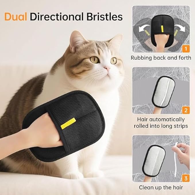 2pcs Pet Hair Removal Glove, Reusable Electrostatic Pet Hair Removal Gloves,Reusable for Dogs & Cats, Furniture，