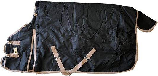AJ Tack 1200D Waterproof Winter Horse Blanket - 400g Heavyweight Turnout with Fleece Collar, Shoulder Gussets & Tail Flap - Black 74"