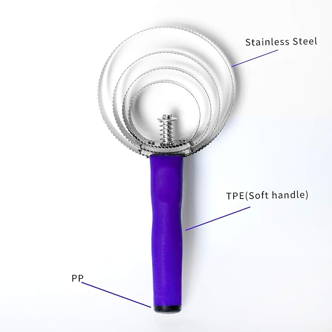 Reversible Stainless Steel Curry Comb with Soft Touch Grip (Purple)