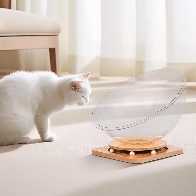 Doppy Space Capsule Cat Bed, Indoor Small Pets Kitten Sleeping Nest Pet Supplies Transparent Round Kitten House Activity Centre Bed Toy (Clear, S)