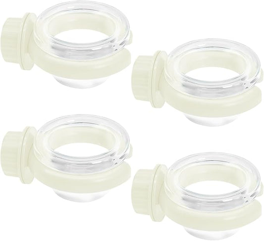PINVNBY 4 PCS Birds Cage Feeders with Clamp, Easy to Install Feeding Dish Cups Small-Sized Bird Bowls Transparency Parakeet Feeder for Finches Lovebirds and Long-Tailed Parrots （White）
