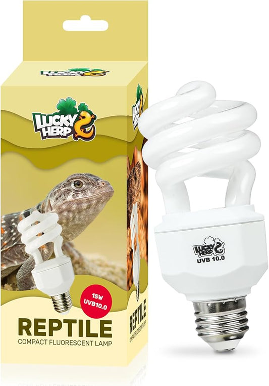 LUCKY HERP UVA UVB Reptile Light 10.0, Desert UVB 150 Compact Fluorescent Lamp, UVB Light for Reptiles 15W, UVA UVB Reptile Light Bulb, UVB Bulb for Reptiles Bearded Dragons Lizards Tortoises Snakes