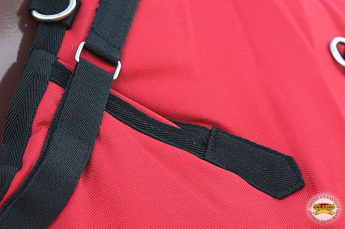 HILASON 1200D Winter Waterproof Poly Horse Turnout Blanket Belly Wrap Red | 74 in