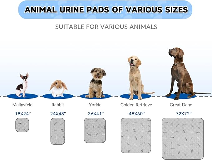 Sunheir Washable Pee Pads for Dogs Extra Large 36" x 48" 2-Pack Reusable Puppy Pads Pet Training Pads, Whelping Pad, Non-Slip Protects Against Urine Leakage (Leaves - Light Grey, 36x48)