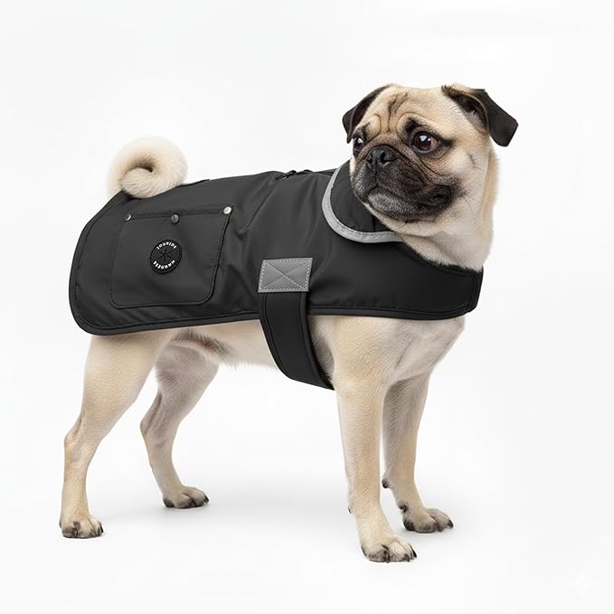 Joyride Harness FrostFlex Dog Winter Jacket - Fleece Lined & Water-Resistant - Snowsuit with Pockets for Treats & Poop Bags - Durable Cold Weather Dog Coat - Black Onyx-M