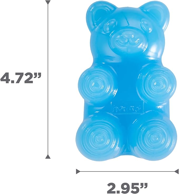 Outward Hound Gummiez Bear 2-in-1 Dental Dog Chew Toy and Dog Treat Stuffer Game, Blue Raspberry Scent, Blue