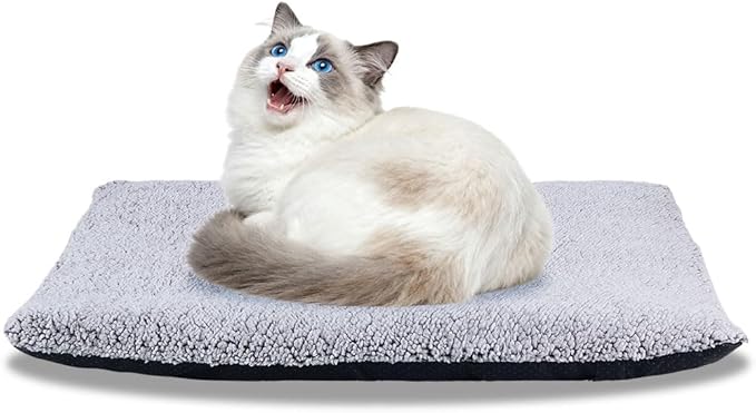 Self Heating Cat Bed Advanced Extra Warm Thermal Pet Pad Pets With Removable Cover Non-Slip Bottom Washable Non Electric Warming Cat Bed Non Electric Warming Pad Dog Outdoor Gray 19.68*27.56 Inch