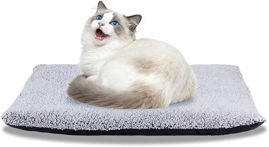 Self Heating Cat Bed Advanced Extra Warm Thermal Pet Pad Pets With Removable Cover Non-Slip Bottom Washable Non Electric Warming Cat Bed Non Electric Warming Pad Dog Outdoor Gray 19.68*27.56 Inch