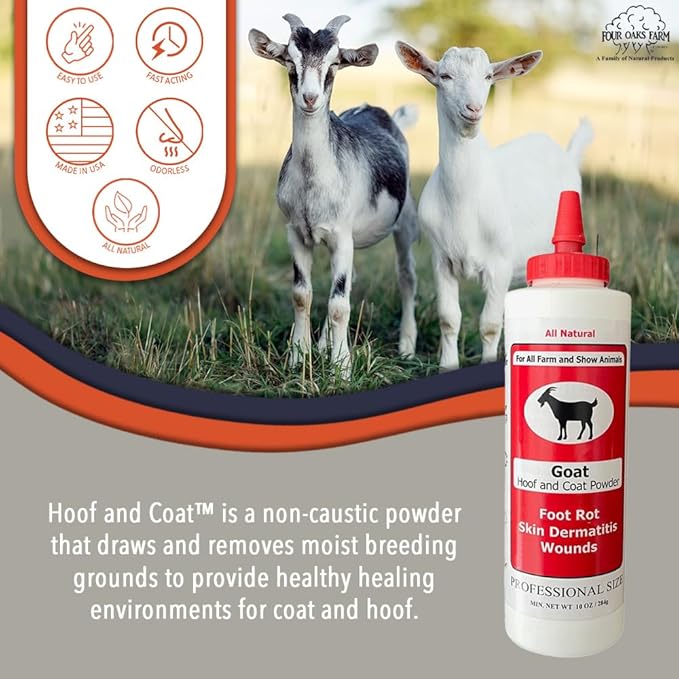 Goat Hoof & Coat Powder - for Wound Care, Foot Rot, Skin Problems - All Natural, Non-Caustic, Easy to Use (10 oz)