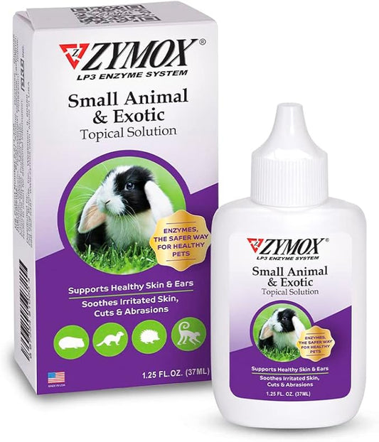 Zymox Small Animal & Exotic Topical Solution, 1.25 oz. – Supports Healthy Skin & Ears for Dog, Cat, Rabbit, Guinea Pig, Ferret, Hamster, Chinchilla, Monkey