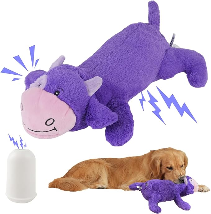 Hero Giant Chuckles Plush Dog Toy - Dog Squeaky Toys - Durable Toy with Grunt Squeaker, XL, Cow