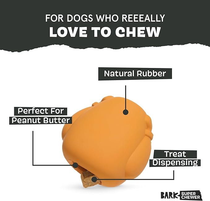 BARK Stuffed Turkey Dog Toy | Natural Rubber, Treat Dispensing, Perfect for Peanut Butter | Dog Toy for Aggressive Chewers