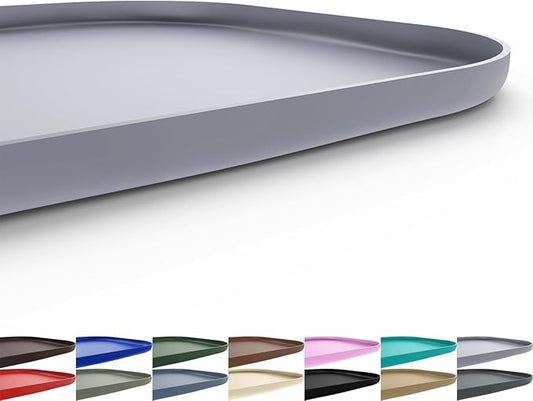Silicone Pet Feeding Mat with Raised Edge for Food and Water, Dog Bowl Mats, Cat Bowls Placemat with High Lip for Floor Waterproof, Rubber Tray for Cats and Dogs 24 x 16 x0.8 Light Gray