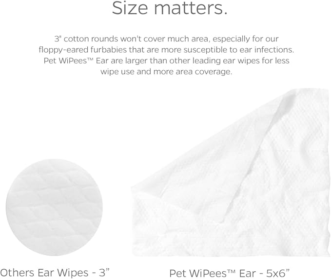 Ear Pet WiPees™ – 100 Ear Wipes for Dogs & Cats, All Natural Dog Ear Wipes for Infection & Itchy Ears, Gentle Cat & Dog Ear Cleaner for Daily Hygiene (Natural, 100ct)