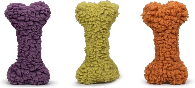HuggleHounds Plush Bone Dog Toy - Dog Fuzzy Bone Toy, Fuzzy Soft Fleece, Durable Stuffed Dog Toy for Large Breeds, Puppies, Faux Sheepskin - 12" HuggleFleece Bones (3 Pack)