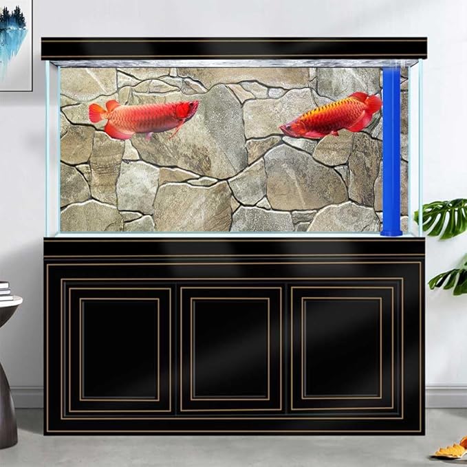 48X18IN Marble Aquarium Background, Art Marble Aquarium Background, Natural Marble Glass Terrarium Background with 8 EVA Double-Sided Tape
