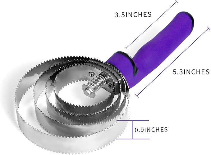 Reversible Stainless Steel Curry Comb with Soft Touch Grip (Purple)