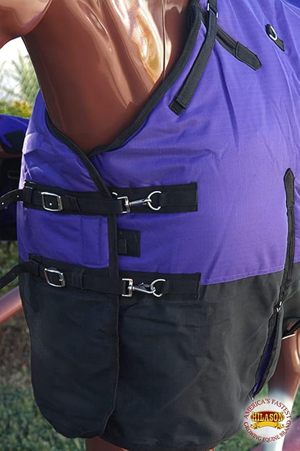 HILASON 1200D Winter Waterproof Poly Horse Turnout Blanket Belly Wrap Purple | 75 in