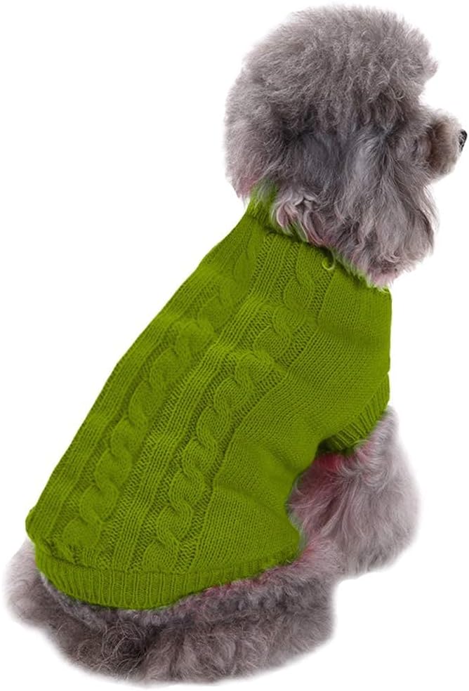 CHBORCHICEN Small Dog Sweaters Knitted Pet Cat Warm Dog Sweatshirt Winter Clothes Kitten Puppy Sweater (Small,Light Green)