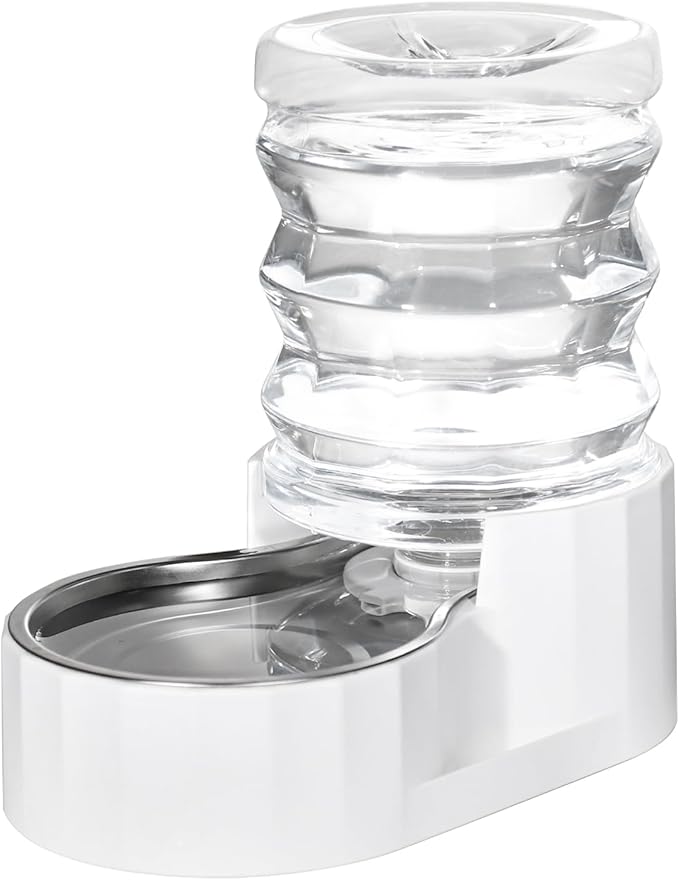 RIZZARI Dog Water Bowl Dispenser: 5L Automatic Stainless Steel Gravity Feeder - Large Capacity for 8-20 LB Cats with Joint Spine Pain - for Kitchen Bedroom
