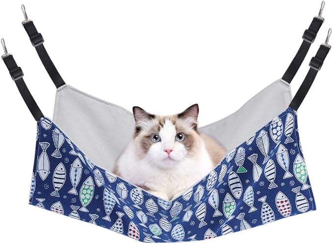 Cat Hammock Bed for Cage - 22x18 inch Adjustable Hanging Cat Bed Reversible hammocks for Indoor Cats, Soft Perch, Sleeping and Resting Sleepy Pad for Kitten Ferret Puppy or Small Pet