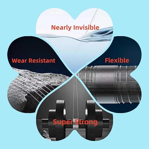 Aboda Clear Fishing Line 50 lb Dia 0.65 mm Strong Fishing Wire Clear String for Hanging Decorations Invisible Nylon String for Crafts Balloon Picture Hanging with Crimp Sleeves