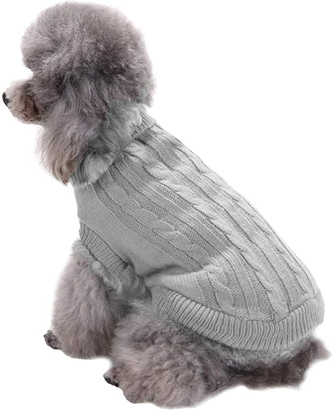 CHBORCHICEN Small Dog Sweaters Knitted Pet Cat Warm Dog Sweatshirt Winter Clothes Kitten Puppy Sweater (Small, Grey)