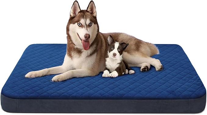 JoicyCo Dog Bed for Extra Large Dogs, Orthopedic Foam Jumbo Dog Bed Mattress, 47 Inches Joint Relief Pet Sleeping Bed, Non Slip Bottom with Removable Washable Cover, Dark Blue