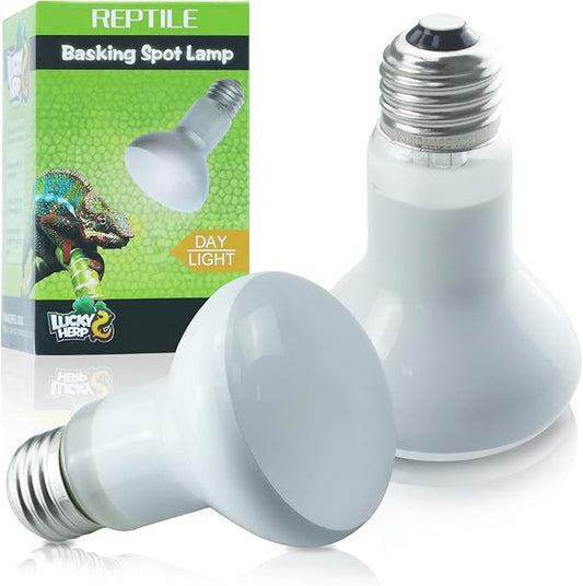 LUCKY HERP 2 Pack 50W Reptile Heat Lamp Bulb (2nd Gen), Amphibian Basking Light Bulb, Reptile Daylight Bulb for Turtle, Bearded Dragon, Lizard Heating Use
