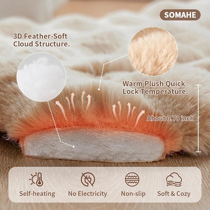 Cat Beds for Indoor Cats Faux Fur Pet Pad Mat Plush Kitten Bed with Non-Slip Bottom for Carriers/Couch Dog & Puppy Friendly 35 x 27 Inch X-Large Coffee