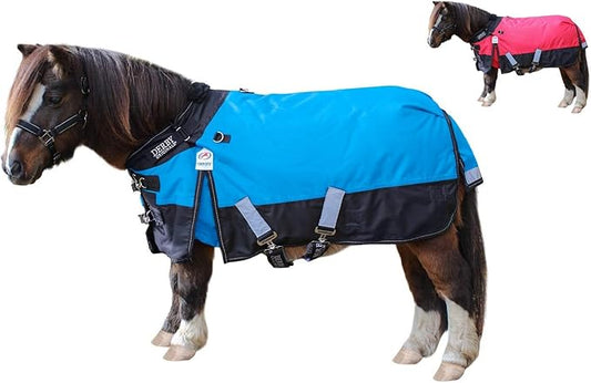 Derby Originals Nordic Tough 1200D Ripstop Waterproof Reflective All Season Mini Horse Pony Turnout Rain Sheet, Electric Blue, 48"