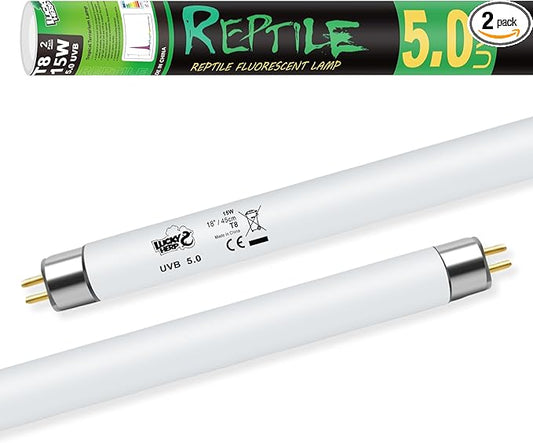 LUCKY HERP T8 15W UVB 5.0 Reptile Light, 18inch UVA UVB Reptile Light Bulb 2 Pack, Fluorescent Lamp for Reptiles Amphibians Lizards Chameleons