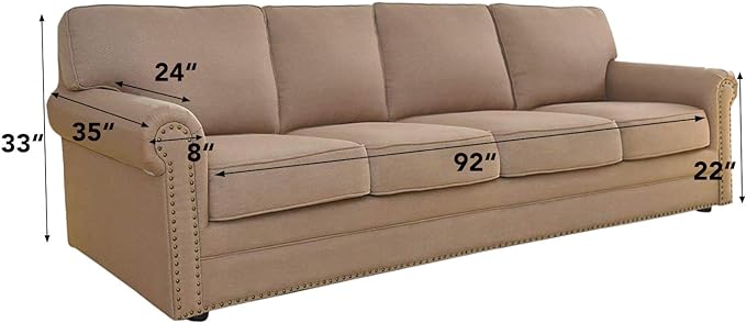 Easy-Going 4 Seater Sofa Slipcover Reversible Sofa Cover Water Resistant Couch Cover with Foam Sticks Elastic Straps Furniture Protector for Pets Children Dog Cat (XX-Large, Light Gray/Ivory)