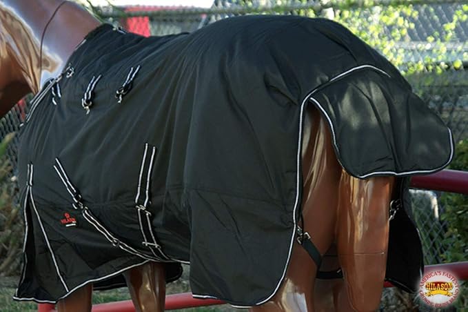 Black 68 in HILASON 1200D Winter Waterproof Poly Horse Turnout Blanket Belly Wrap