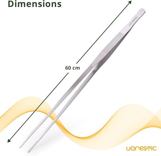VORESTIC Heavy Duty Aquarium Tweezers Extra Long 23.6 Inch Straight, Long Tweezers for Terrarium, Aquarium Tongs