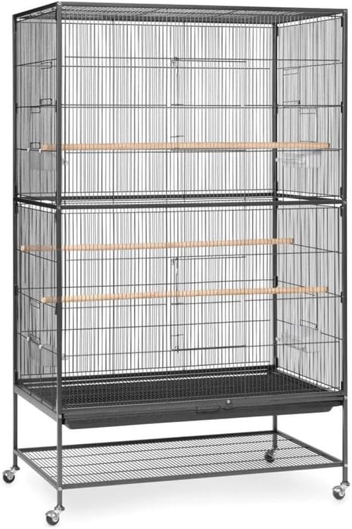 French Fabulous Iron Flight Cage with Elegant Ironwork, Spacious Interior, Durable Construction, and Ample Room for Birds to Fly, Play, Black/60 H