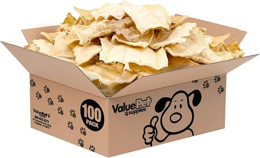 ValueBull USA Rawhide Chips, 100 Count Bulk Pack - Natural & Safe, USA Beef Hide, Long Lasting, Chemical Free, No Artificial Flavors