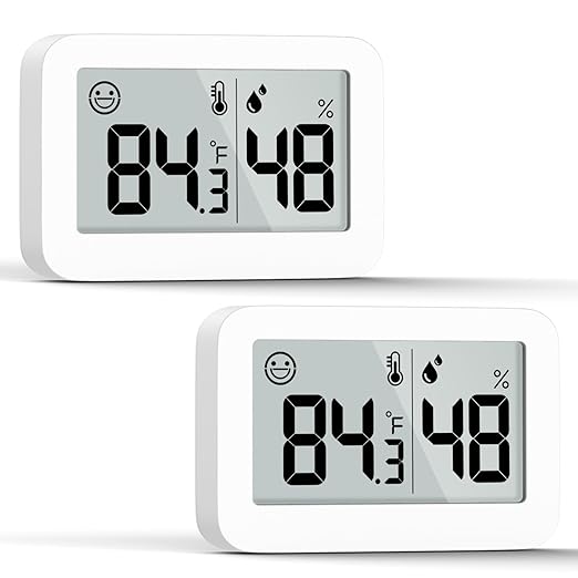 DOOMAY 2-Pack Mini Hygrometer Indoor Thermometer, Humidity Gauge with Switch (℃/℉), Humidity Meter Digital Temperature Monitor for Greenhouse Babyroom Cellar Reptile Incubator Closet