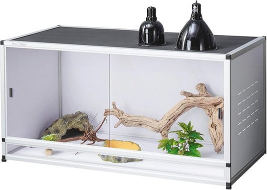 PVC Reptile Enclosure 40x16x16'' Large Reptile Terrarium Habitat Tank for Bearded Dragon Gecko Lizard Snake, 44 Gallon Wide Breeding Lounge Vivarium Area with Sliding Doors Lock
